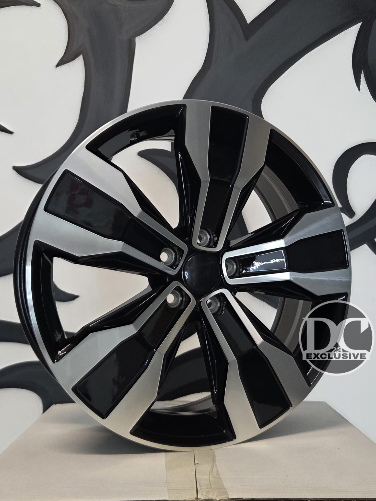 Set da 4 cerchi in lega 19" rotor nero lucido e diamantato per audi vw seat cupra a3 s line s3 rs3 a4 a5 s5 a6 q2 q3 q5 tiguan t roc golf leon (copia)